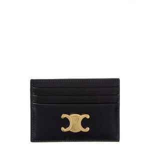 Celine Triomphe Leather Card Holder, Black